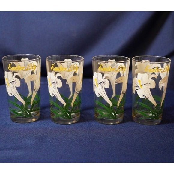 Boscul Wm. S. Scull Company, Inc. Easter Lily Glass Set of 4 (5a7) - Picture 1 of 2